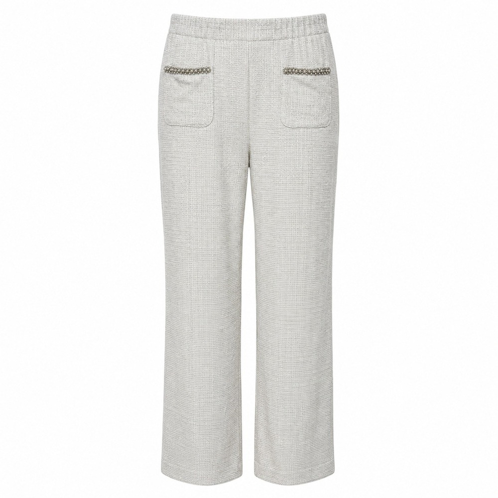 Jones New York Old Money Pearl Trim Tweed Trousers Women Size 3X Quiet Luxury